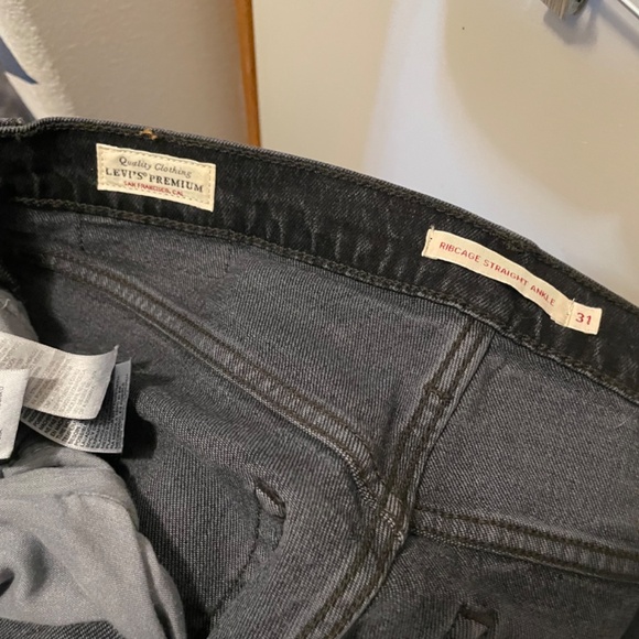 Levis Ribcage Straight Ankle Jeans size 31 well worn - black - Picture 7 of 9